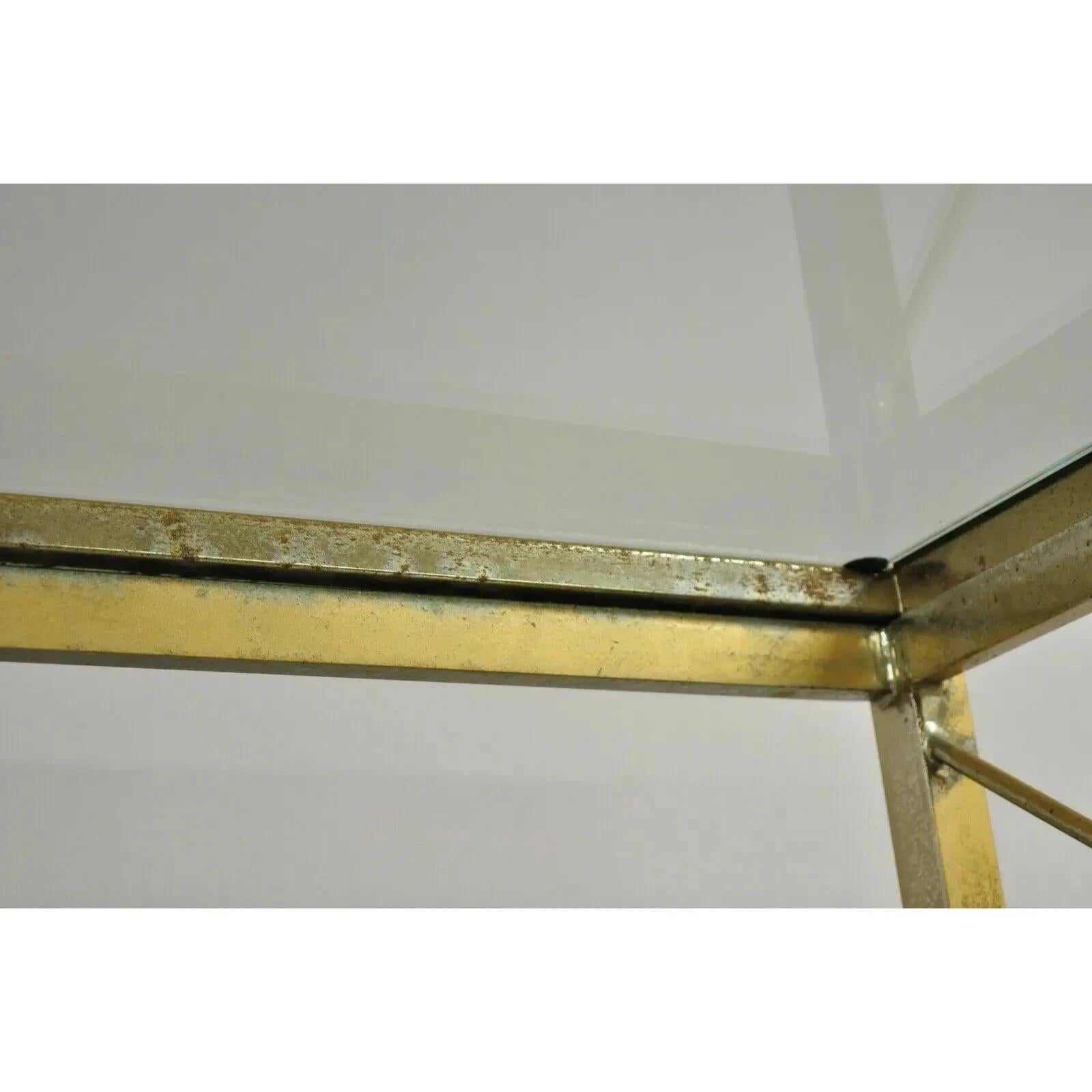 Vintage Hollywood Regency Modern Vermessingt Metall Gold X-Form Etagere Bücherregal im Angebot 2