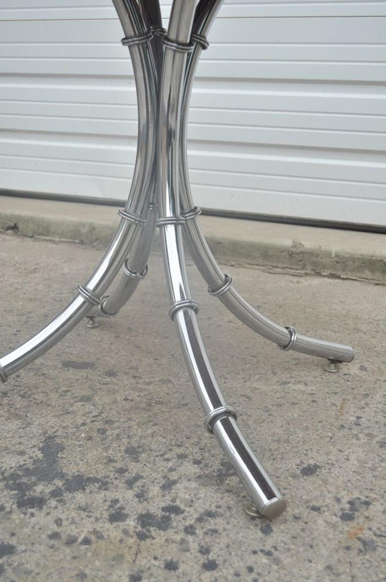 Vintage Hollywood Regency Modern Chrome Faux Bamboo Dining Set In Good Condition In Philadelphia, PA