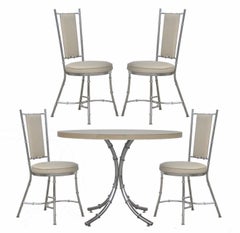 Vintage Hollywood Regency Modern Chrome Faux Bamboo Dining Set