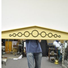 Vintage Hollywood Regency Neoclassical Brass Ring Cream Painted Wall Mirror