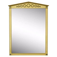 Vintage Hollywood Regency Neoclassical Brass Ring Cream Painted Wall Mirror