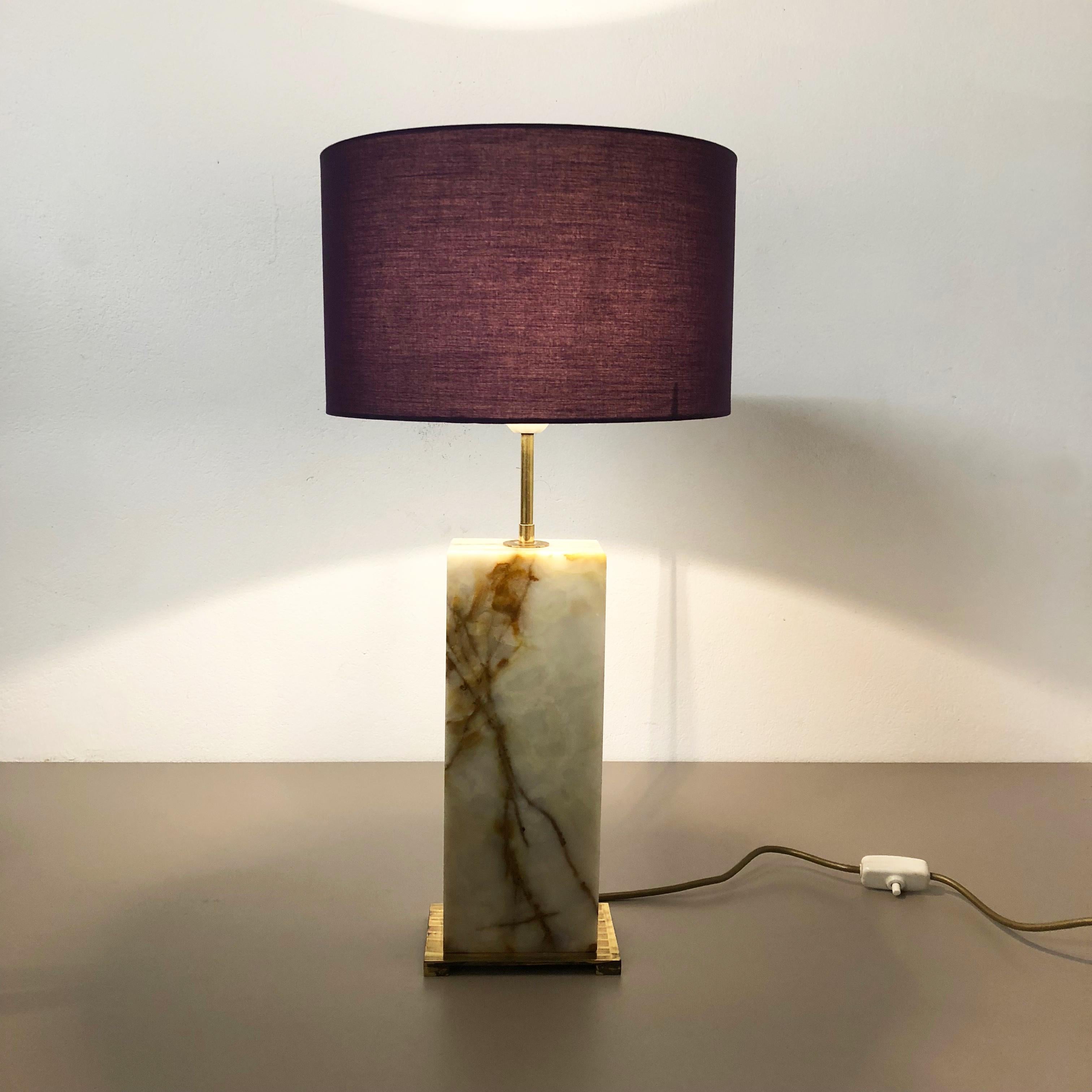 Vintage Hollywood Regency Onyx Marble Light Base Table Light, Italy, 1960s 11