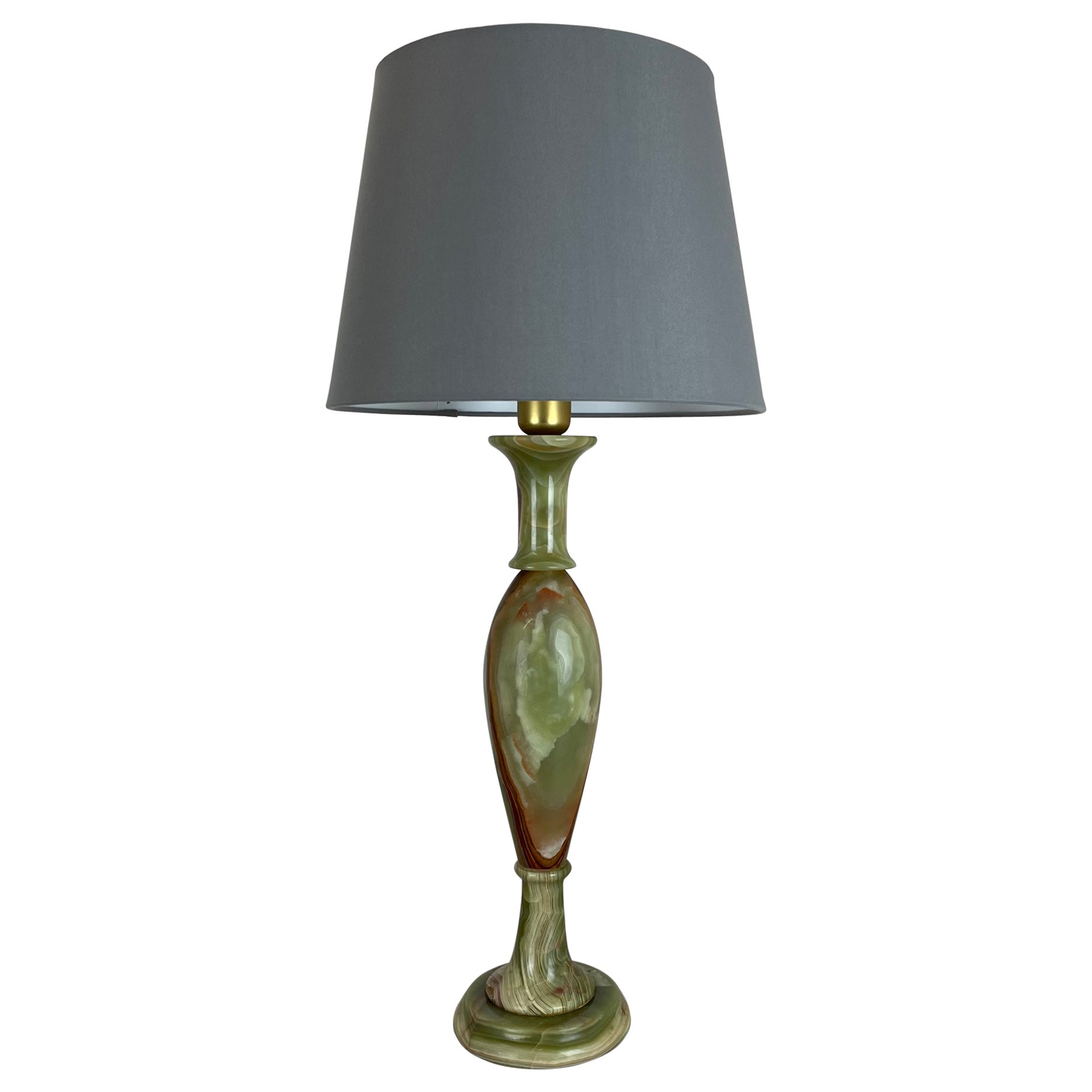 Lámpara de sobremesa vintage Hollywood Regency con base de mármol ónice, Italia, años 60