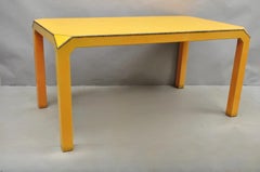 Vintage Hollywood Regency Orange Vinyl Laminate Parsons Style Dining Table Desk