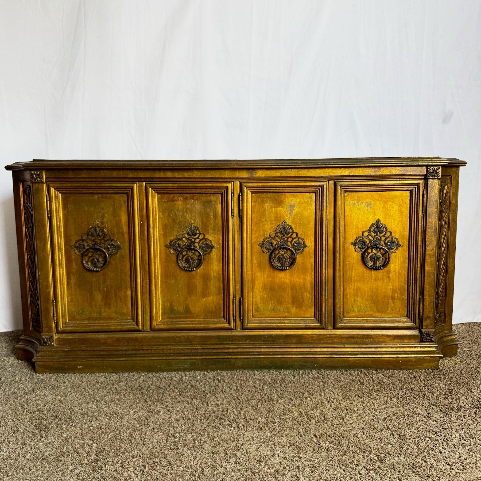 Vintage Hollywood Regency Pained Gold Credenza/Sideboard For Sale 5