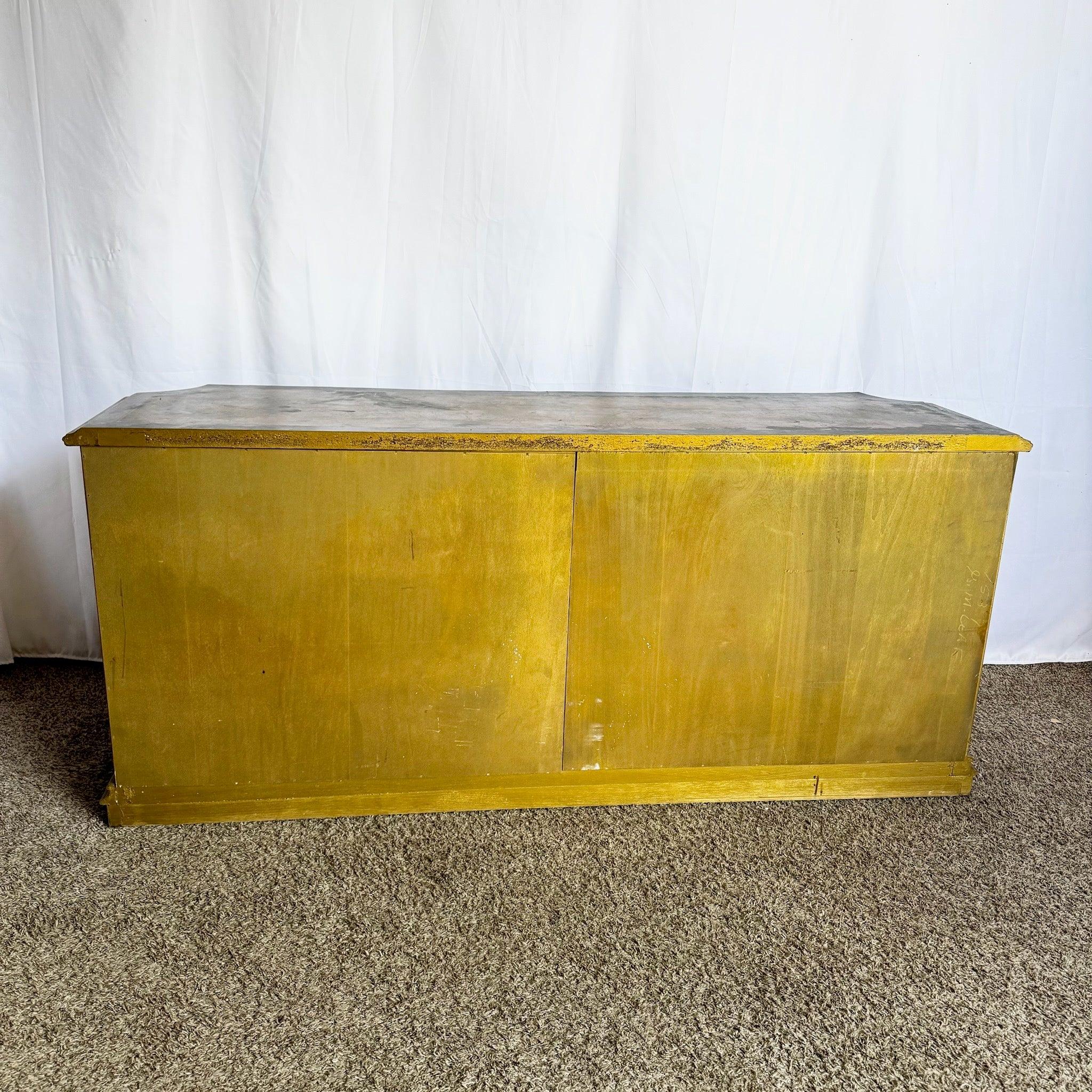 Vintage Hollywood Regency Pained Gold Credenza/Sideboard In Good Condition For Sale In Delray Beach, FL