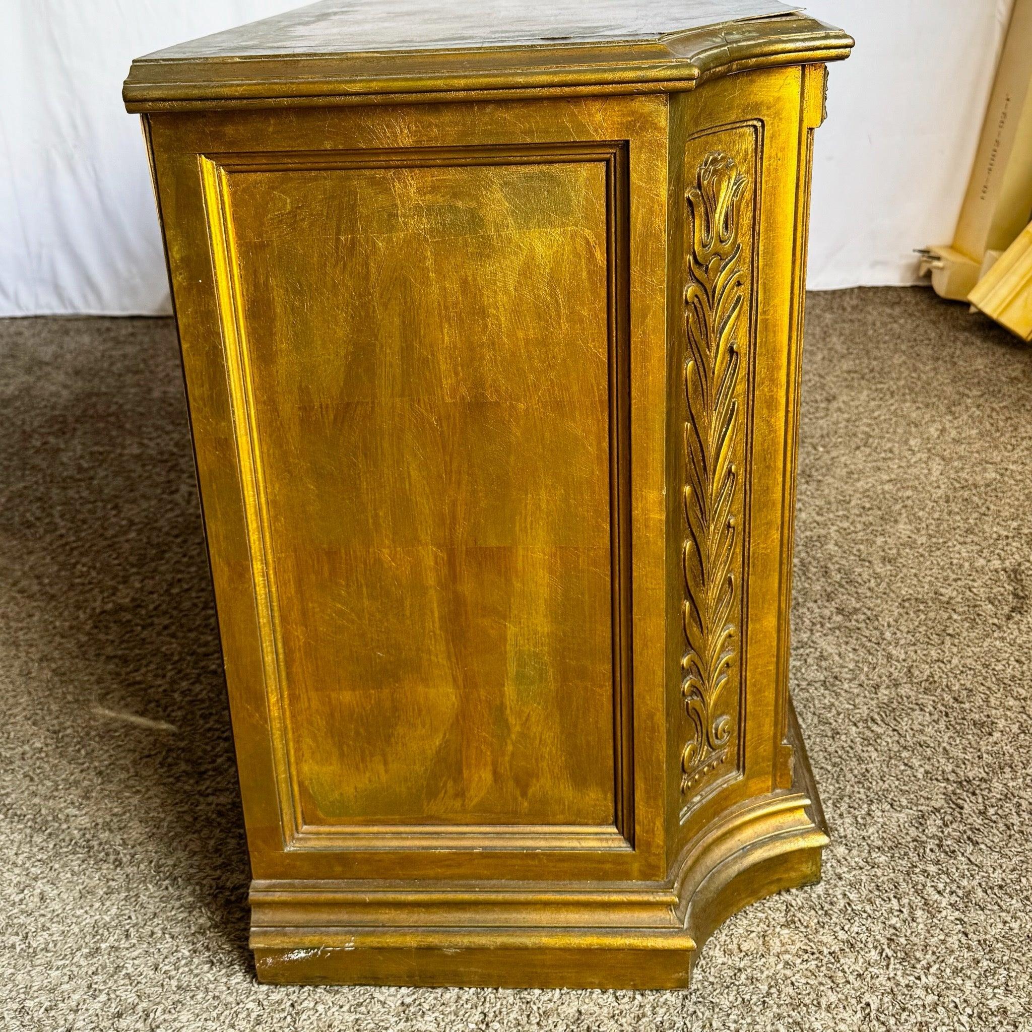 20th Century Vintage Hollywood Regency Pained Gold Credenza/Sideboard For Sale