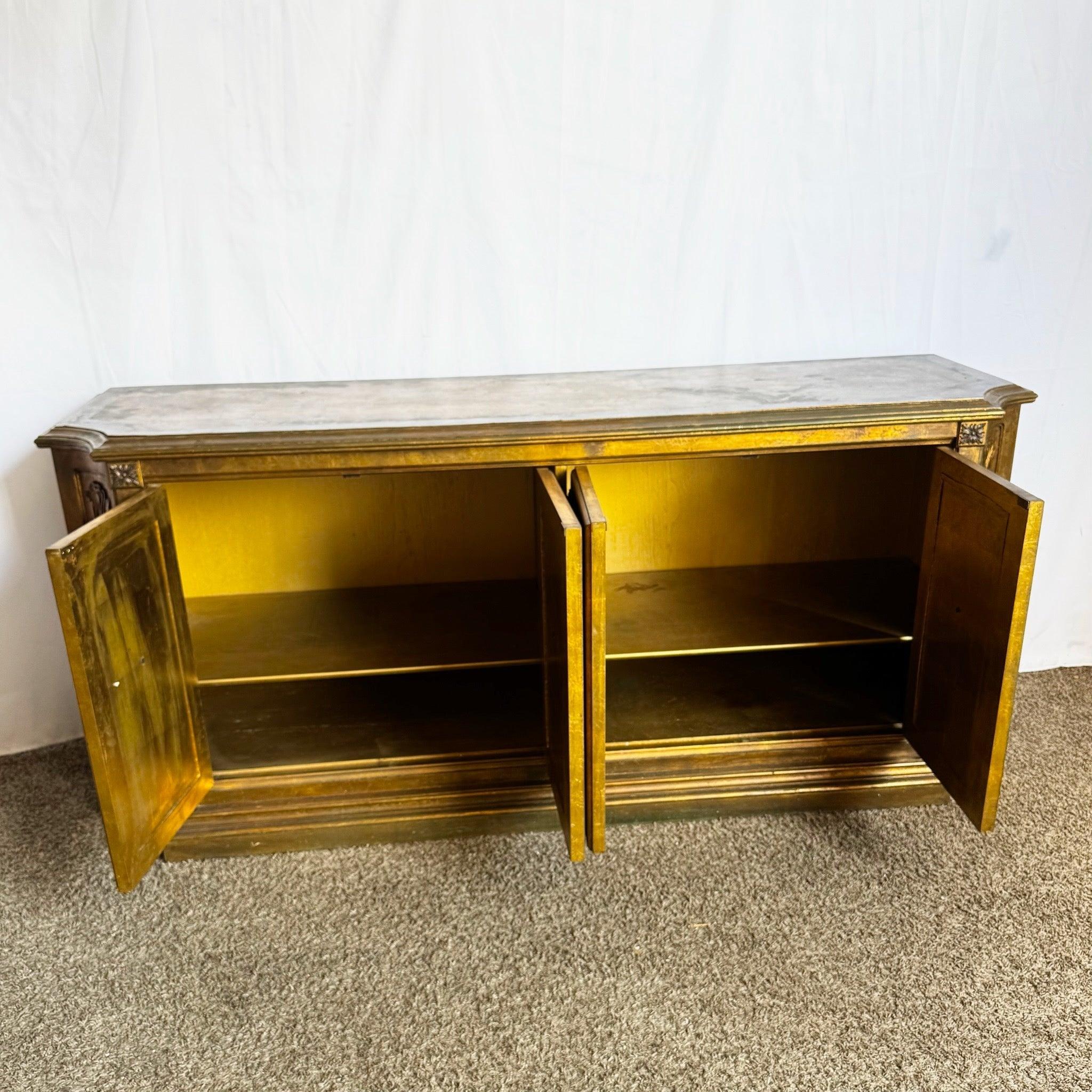 Vintage Hollywood Regency Pained Gold Credenza/Sideboard For Sale 1