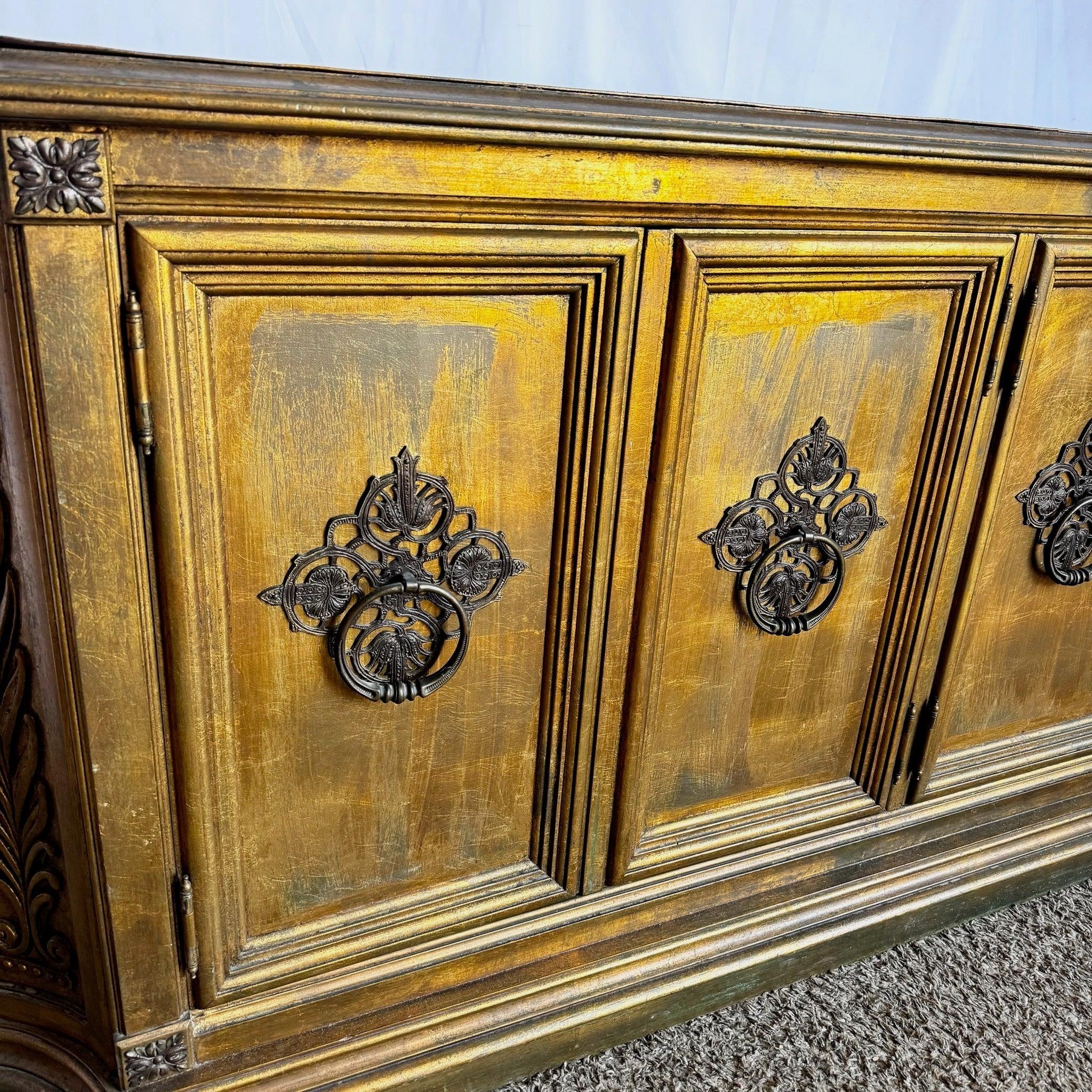 Vintage Hollywood Regency Pained Gold Credenza/Sideboard For Sale 2