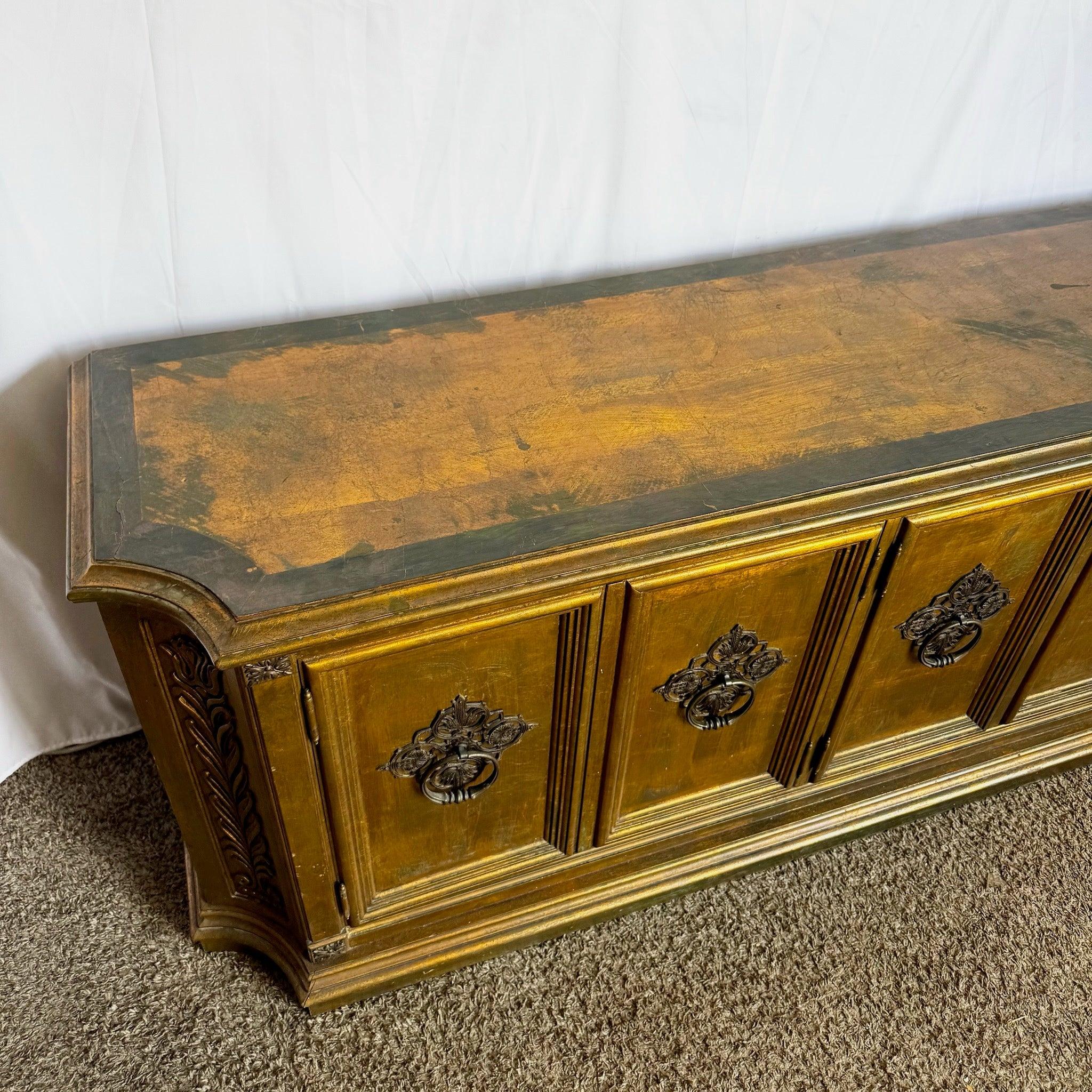 Vintage Hollywood Regency Pained Gold Credenza/Sideboard For Sale 3