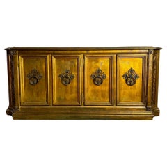 Vintage Hollywood Regency Pained Gold Credenza/Sideboard