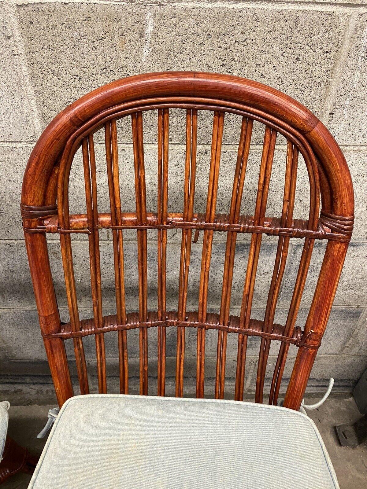 Vintage Hollywood Regency Palm Beach Bamboo Dining Side Chairs - Set of 4 In Good Condition For Sale In Philadelphia, PA