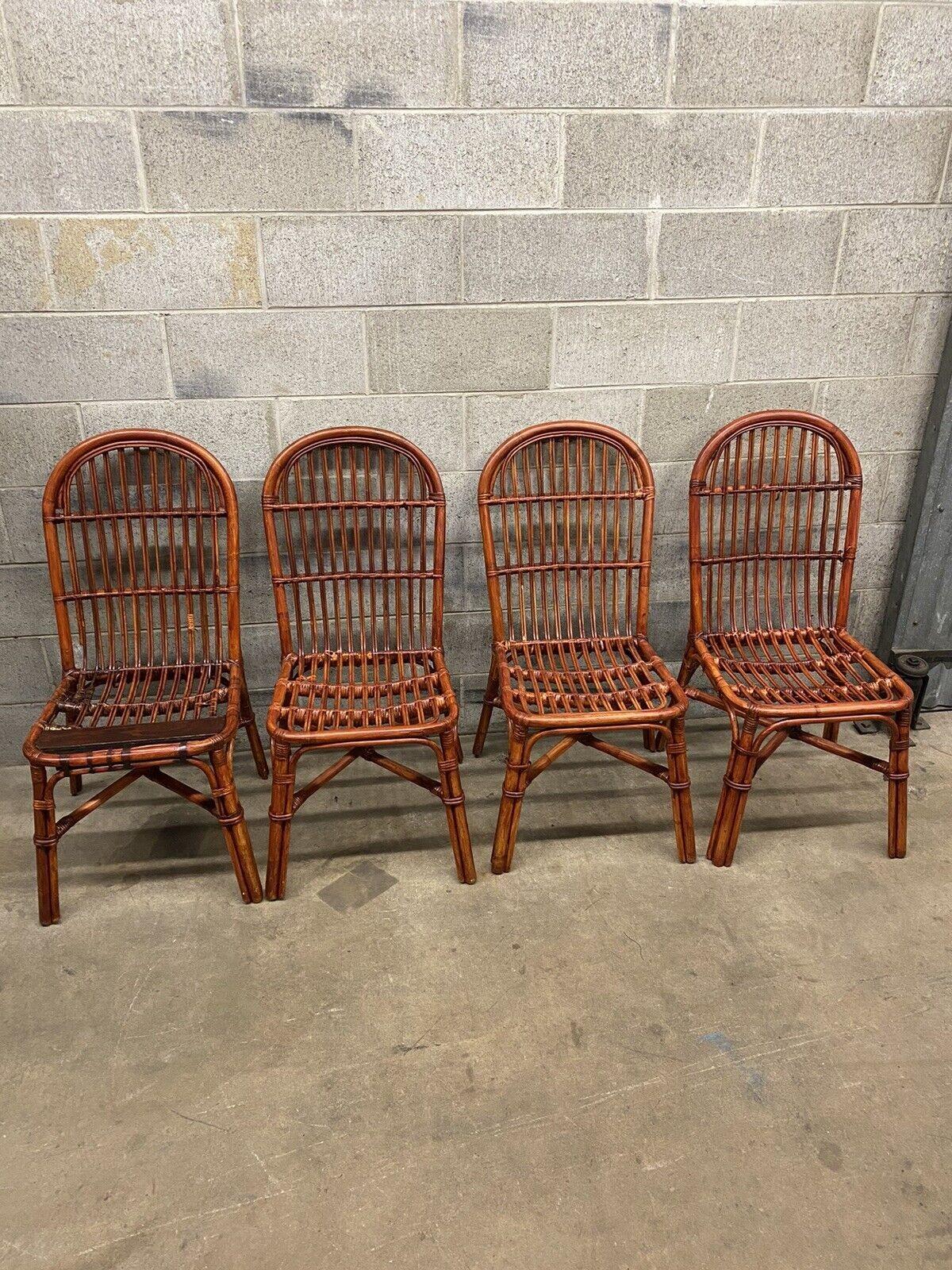 Vintage Hollywood Regency Palm Beach Bamboo Dining Side Chairs - Set of 4 For Sale 3