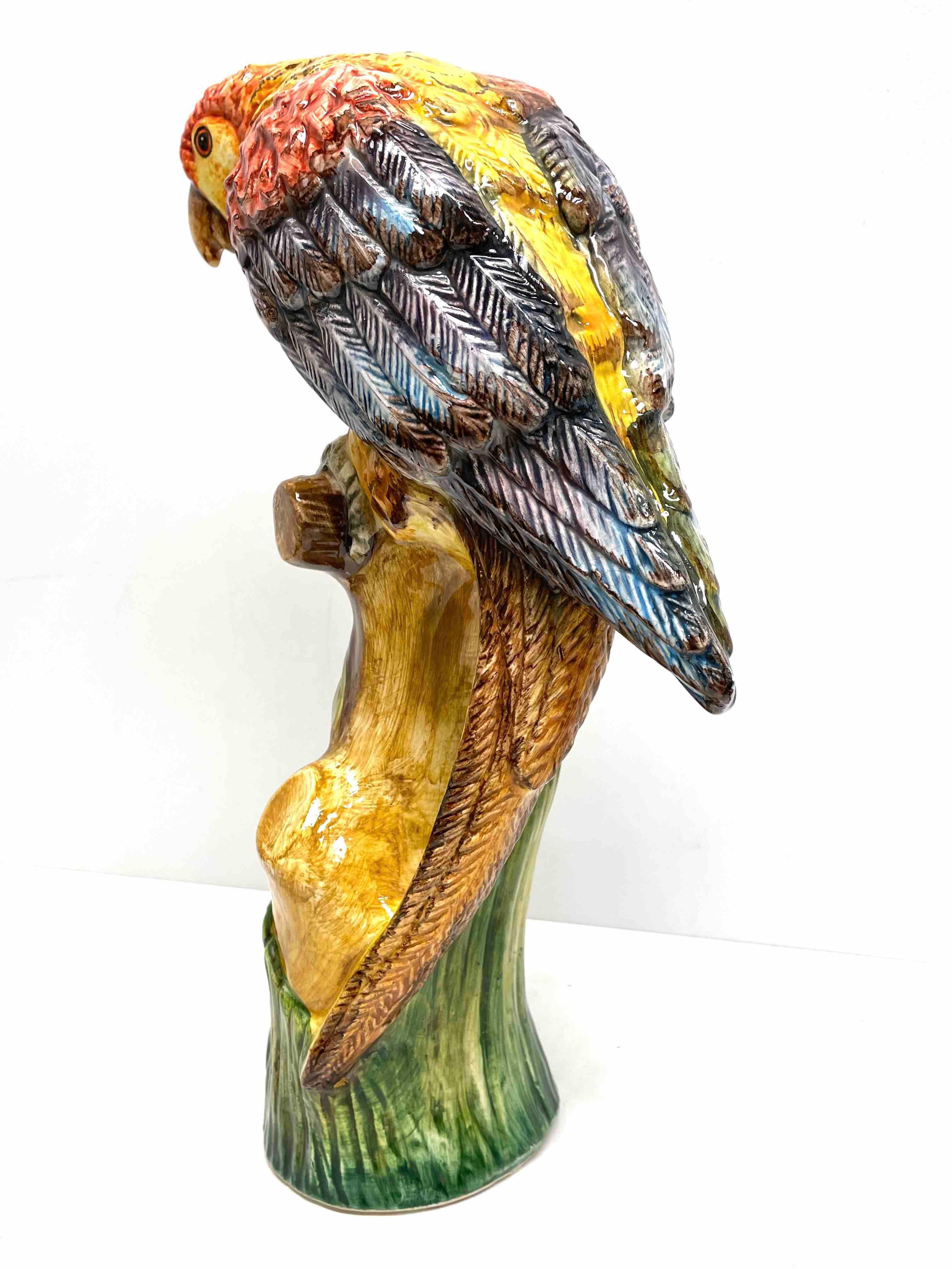 Italian Vintage Hollywood Regency Parrot Statue Sculpture, Italy, 1950s For Sale