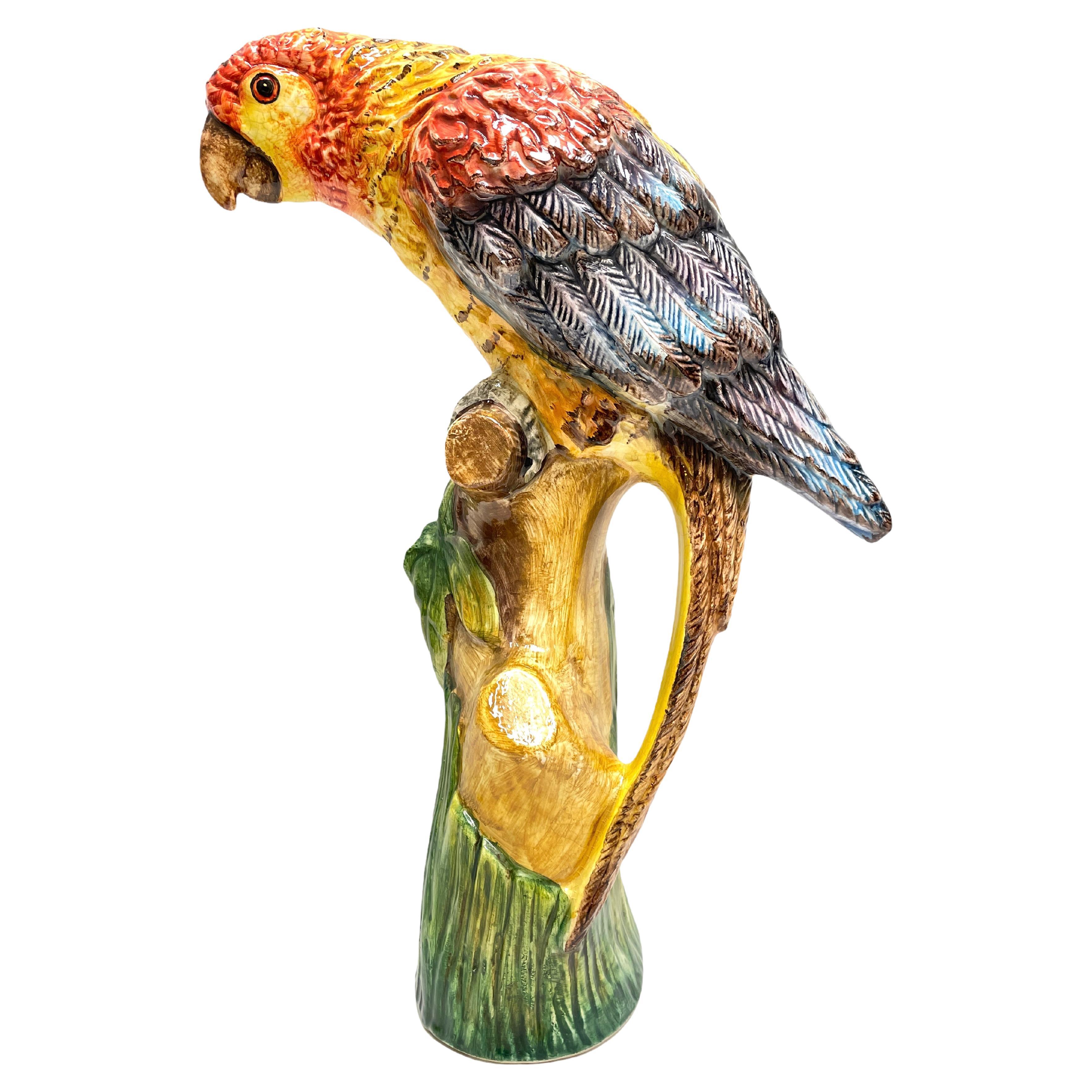 Vintage Hollywood Regency Parrot Statue Sculpture, Italy, 1950s