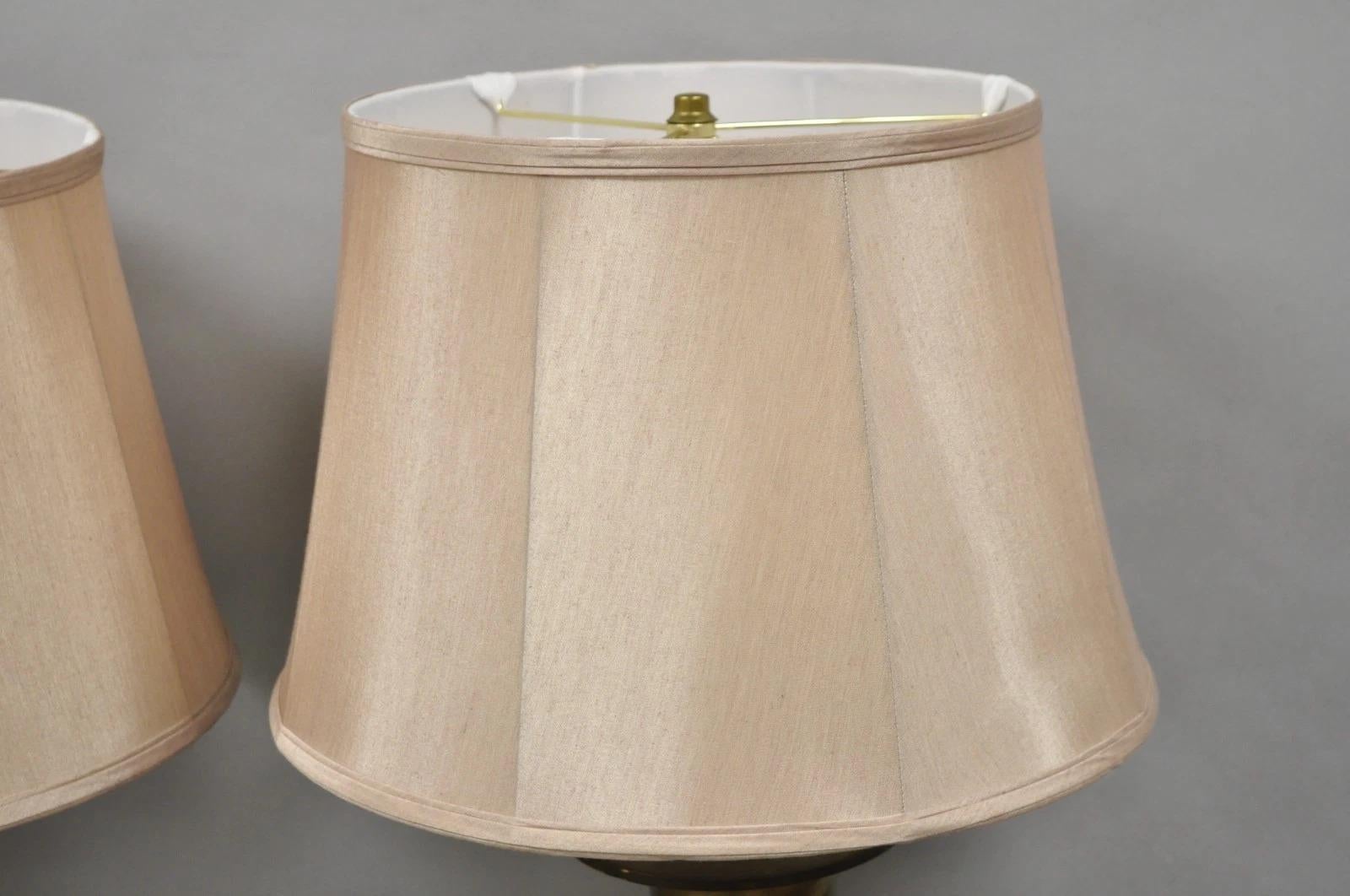 Vintage Hollywood Regency Patinated Brass Jardiniere Urn Table Lamps - a Pair For Sale 13