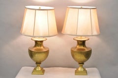 Vintage Hollywood Regency Patinated Messing Jardiniere Urne Tischlampen - ein Paar