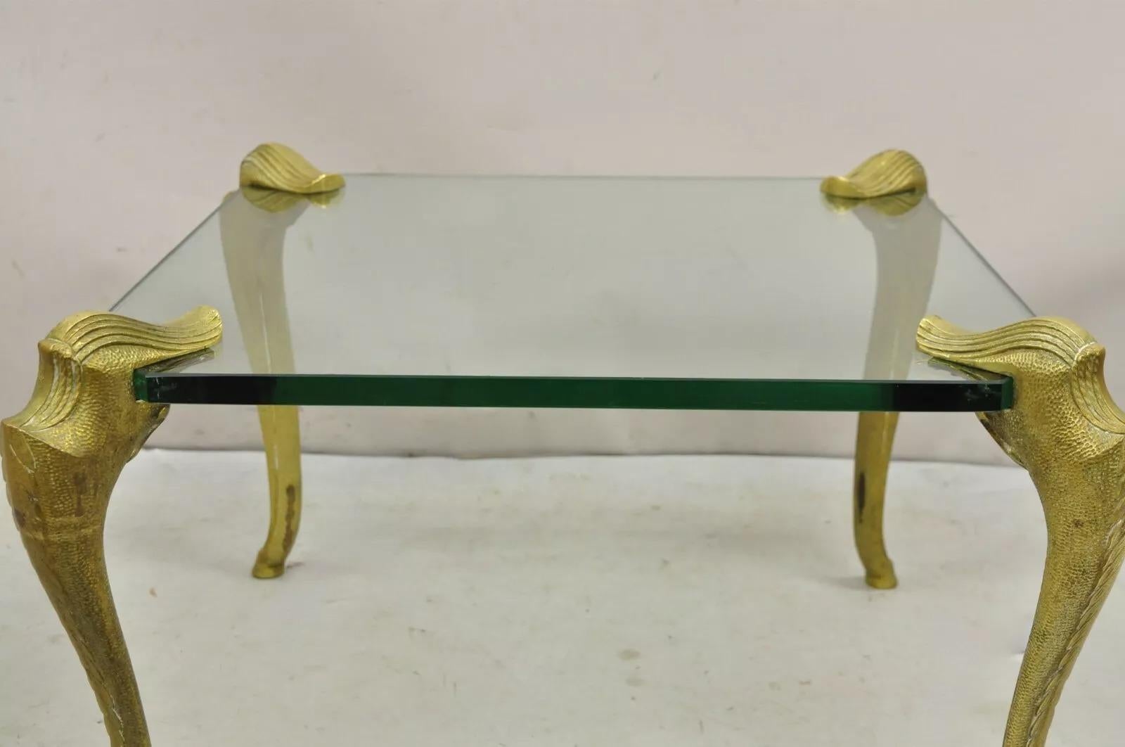 Unknown Vintage Hollywood Regency P.E. Guerin Style Gilt Bronze Brass & Glass Side Table For Sale