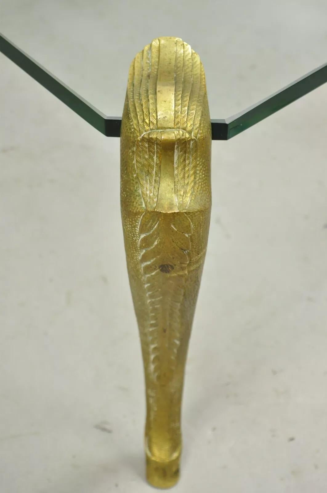 Vintage Hollywood Regency P.E. Guerin Style Gilt Bronze Brass & Glass Side Table For Sale 4