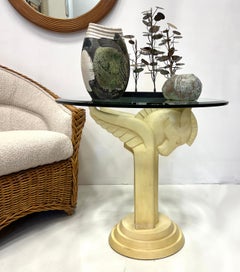 Vintage Hollywood Regency Pegasus Wood Occasional Table, Carved and Painted