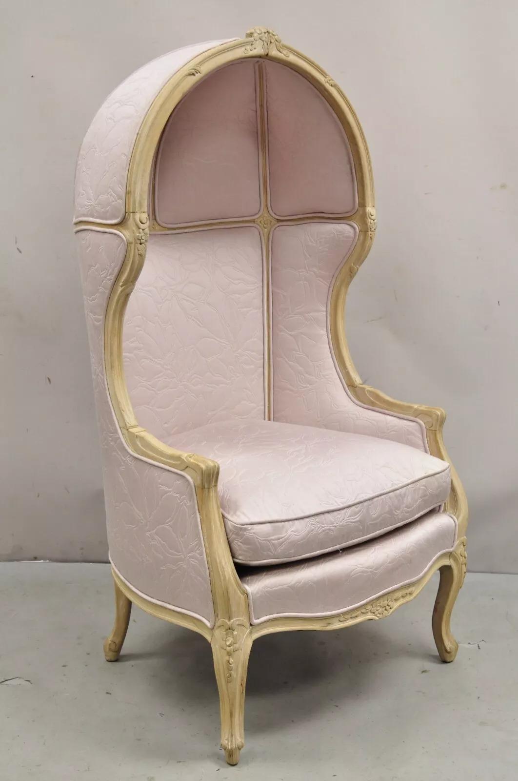 Vintage Hollywood Regency Pink Hooded Dome Porter Canopy Balloon Chair For Sale 6