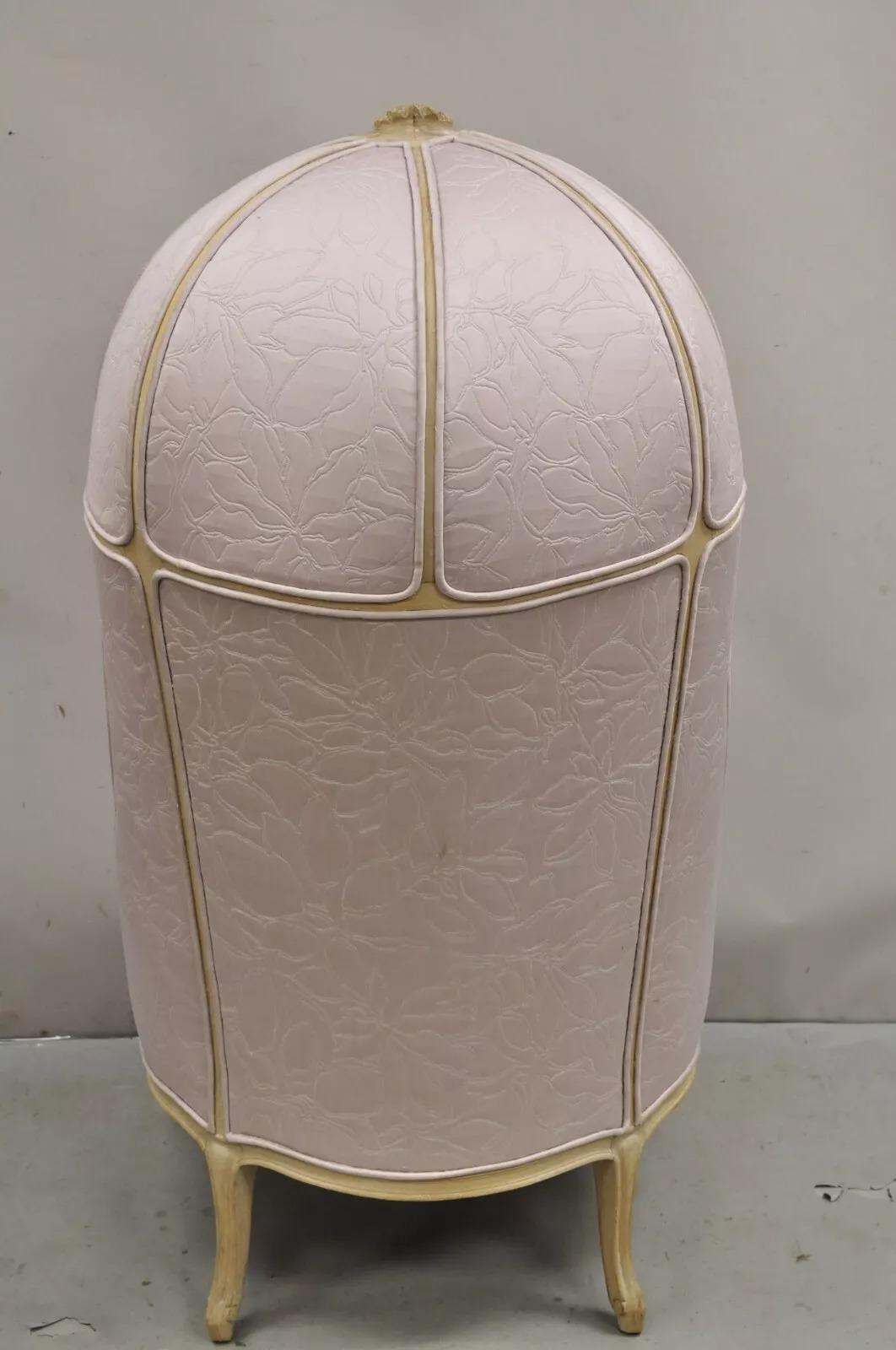 Unknown Vintage Hollywood Regency Pink Hooded Dome Porter Canopy Balloon Chair For Sale