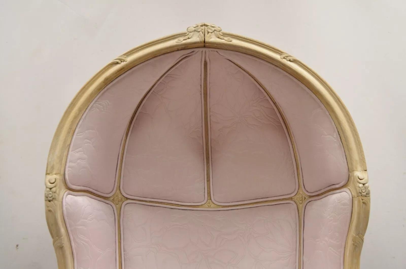 Vintage Hollywood Regency Pink Hooded Dome Porter Canopy Balloon Chair In Good Condition For Sale In Philadelphia, PA