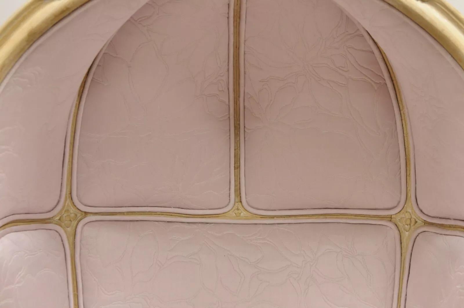Fabric Vintage Hollywood Regency Pink Hooded Dome Porter Canopy Balloon Chair For Sale
