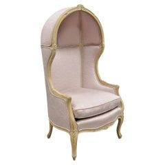 Vintage Hollywood Regency Pink Hooded Dome Porter Canopy Balloon Chair