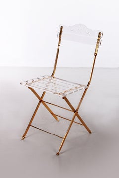 Vintage Hollywood Regency Plexiglass Dining Chair 1970s