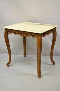 Vintage Hollywood Regency Provincial Pretzel Twist Marble Resin Side End Table