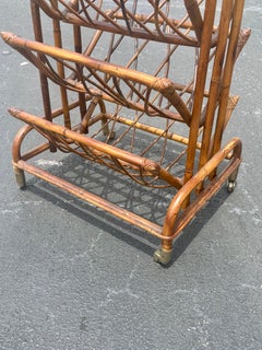Vintage Hollywood Regency Rattan Magazine Rack - Italian Riviera Style