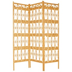 Retro Hollywood Regency Rattan Screen