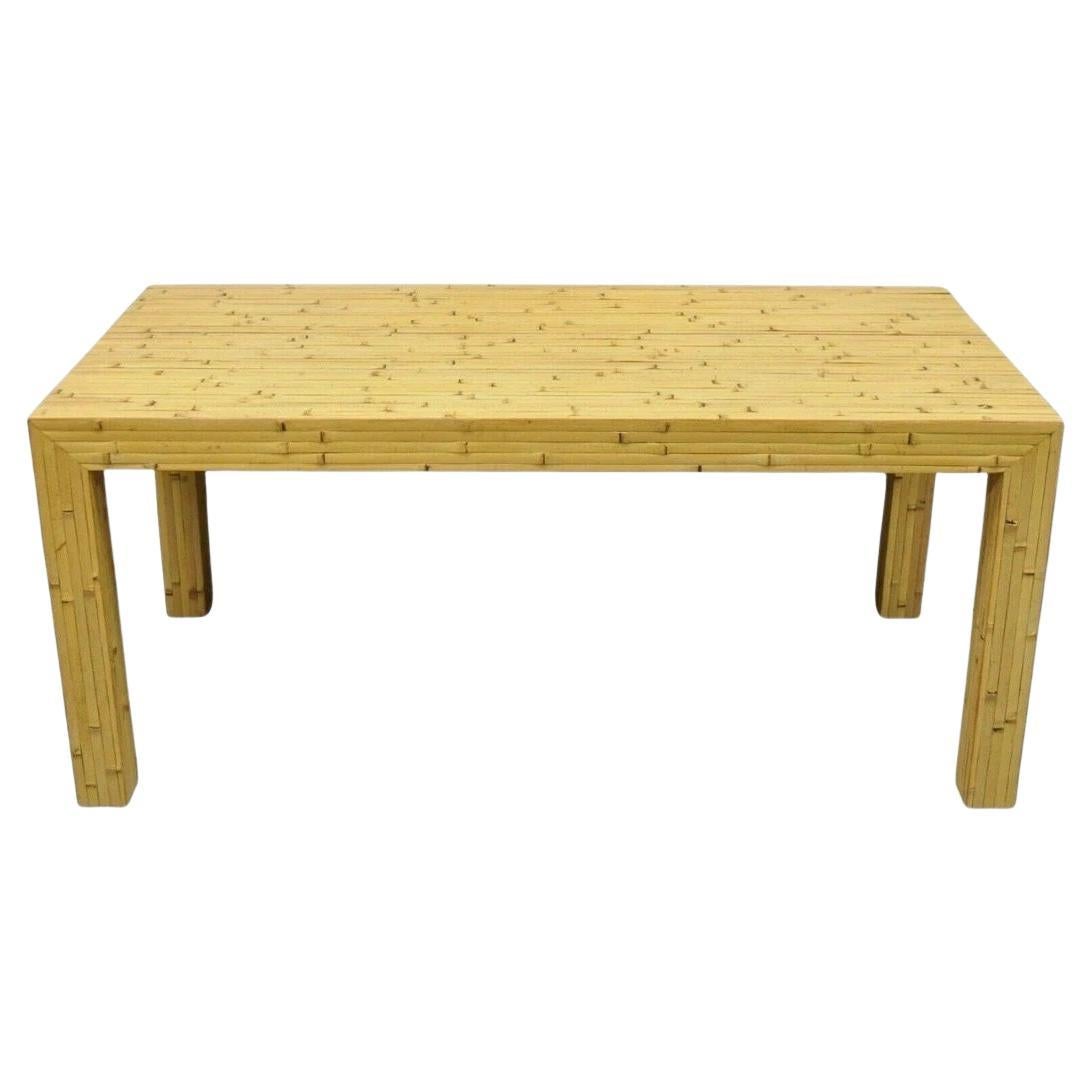 Vintage Hollywood Regency Real Bamboo Faux Rattan Palm Beach Coffee Table For Sale