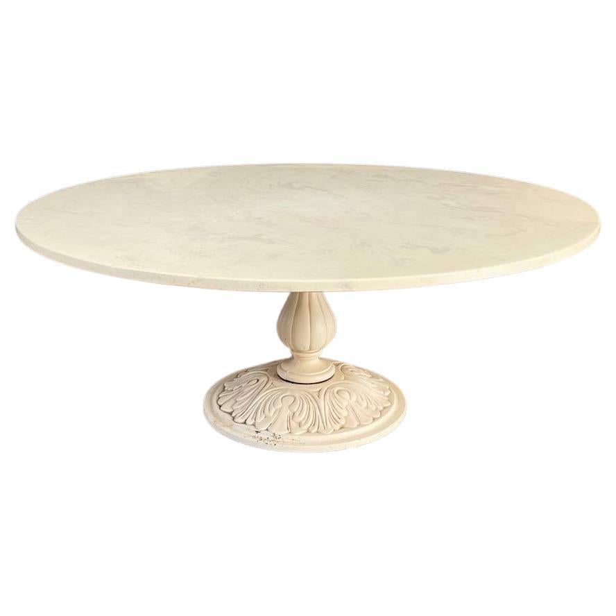 Vintage Hollywood Regency Round Coffee Table with Resin Top For Sale