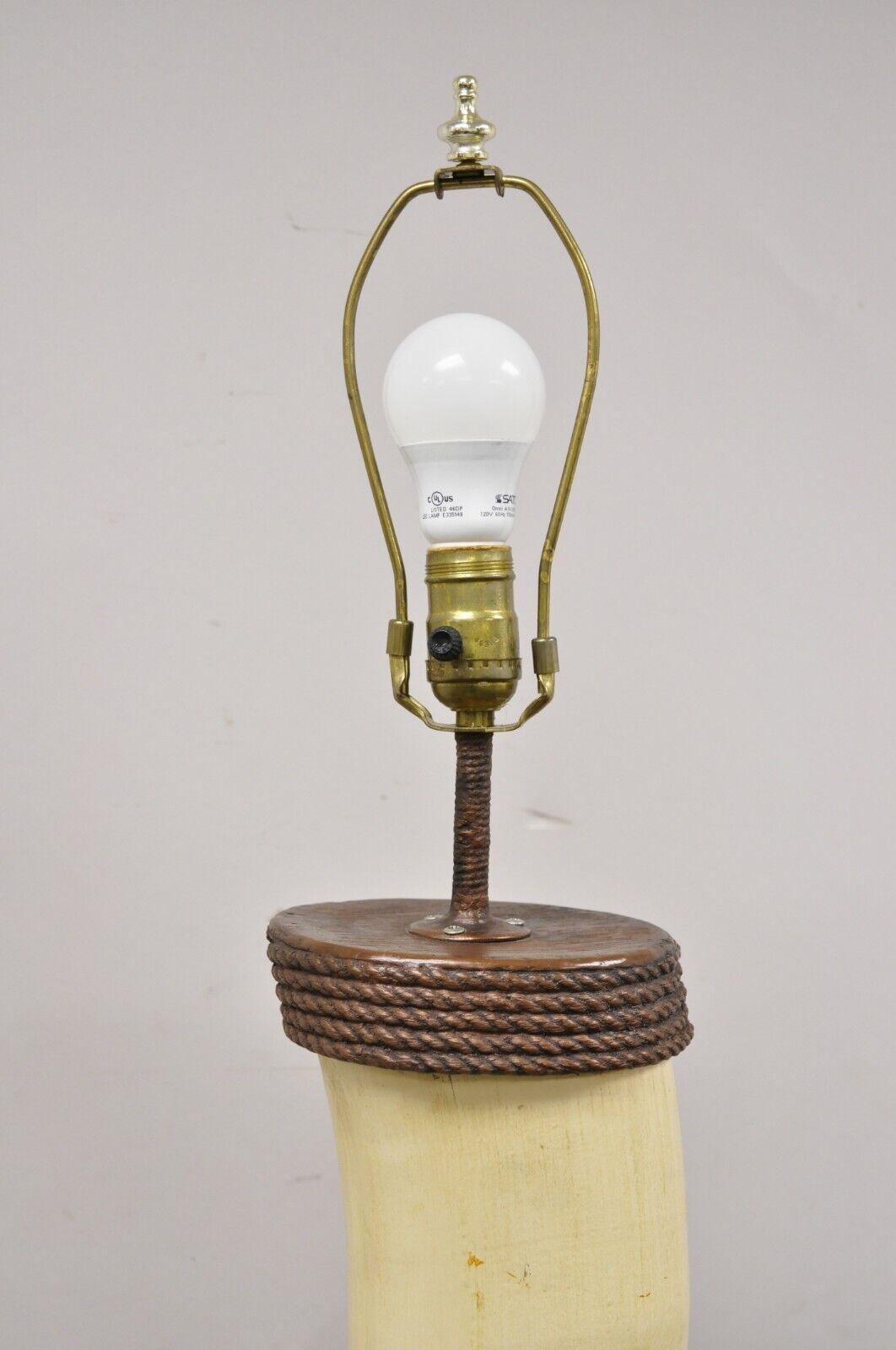 Vintage Hollywood Regency Safari Faux Horn Tusk Fiberglass Floor Lamp For Sale 8