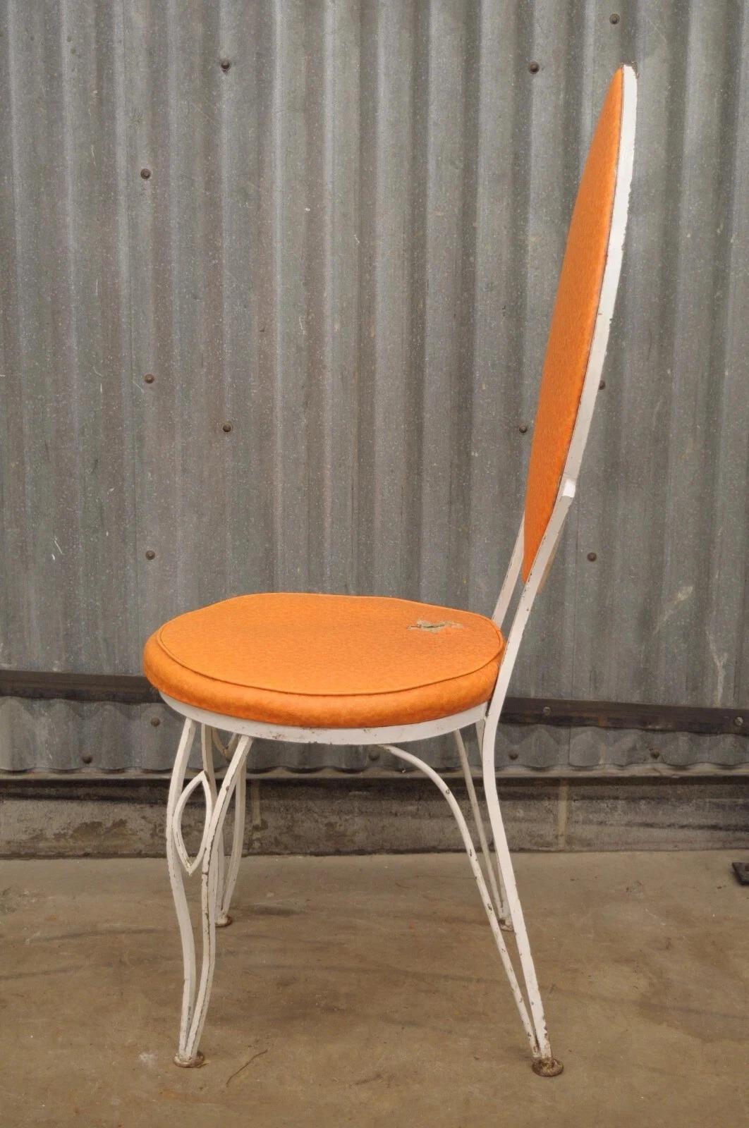 Mid-Century Modern Vintage Hollywood Regency Salterini Style Marquise Wrought Iron Side Chair (C) For Sale