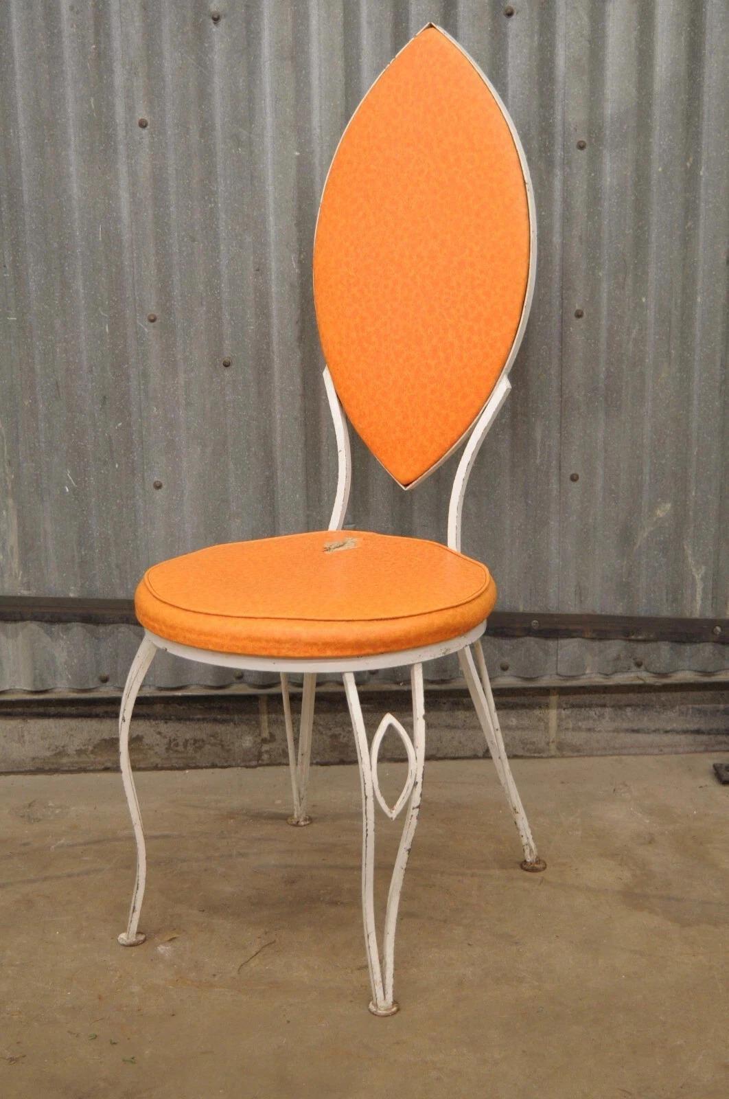 Vintage Hollywood Regency Salterini Style Marquise Wrought Iron Side Chair (C) In Good Condition For Sale In Philadelphia, PA