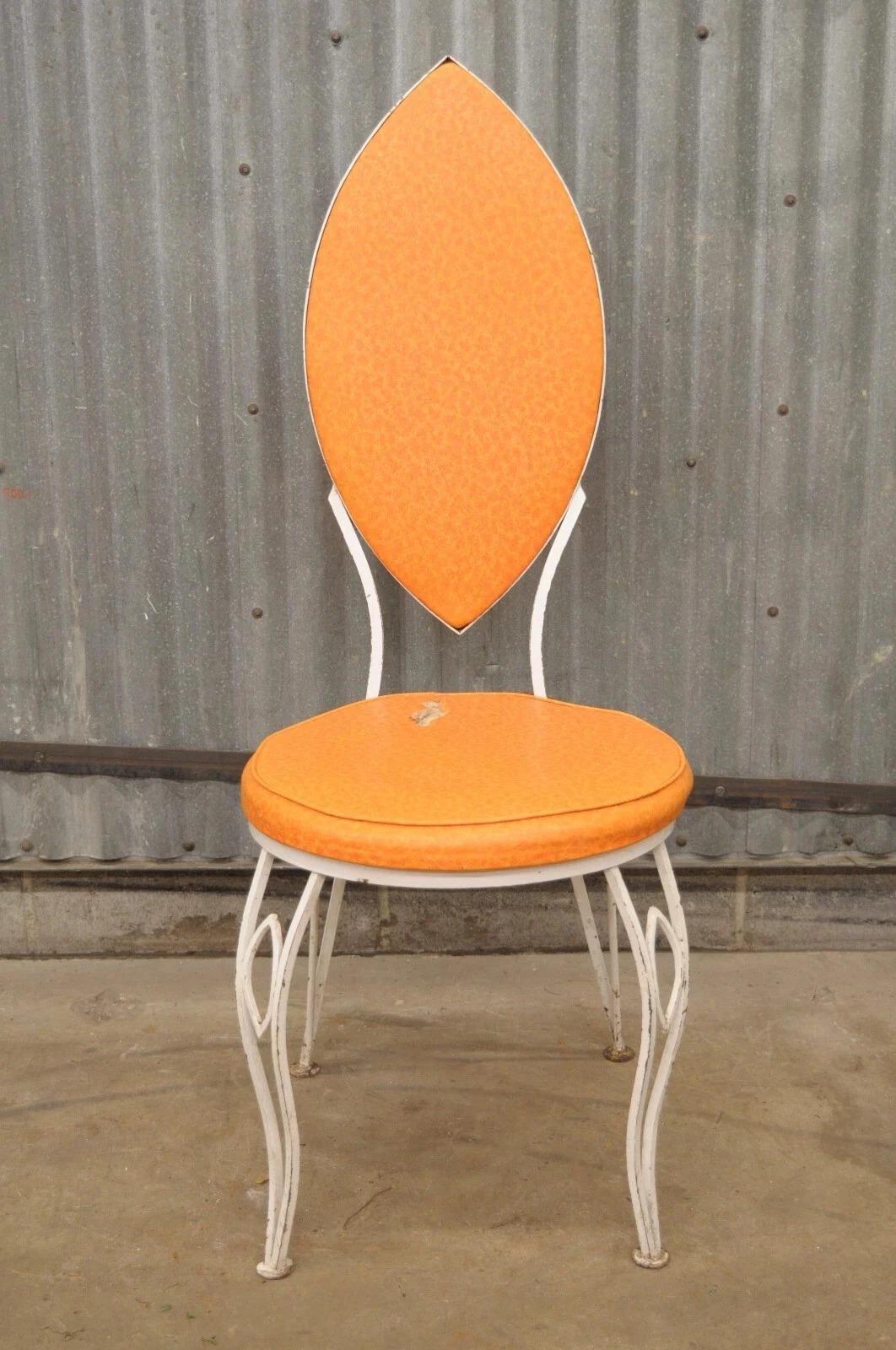 Vintage Hollywood Regency Salterini Style Marquise Wrought Iron Side Chair (C) For Sale 2