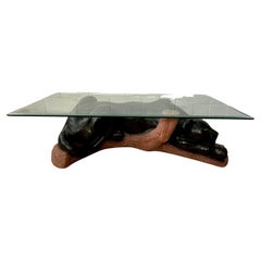 Vintage Hollywood Regency Sculptural Black Panther Cocktail Table
