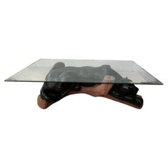 Vintage Hollywood Regency Sculptural Black Panther Cocktail Table