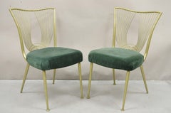 Vintage Hollywood Regency Sculptural Metal Brass Tone Kitchen Dining Chair Set 4