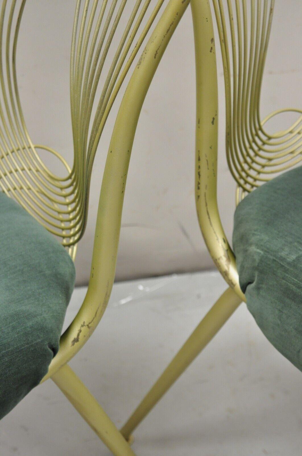 Vintage Hollywood Regency Sculptural Metal Brass Tone Kitchen Dining Chair Set 4 For Sale 3