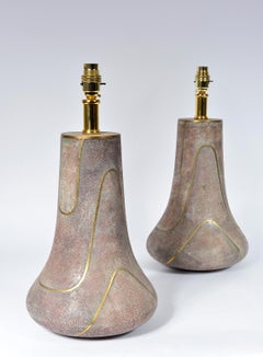 Vintage Hollywood Regency Shagreen Brass Table Lamps Maitland Smith Hong Kong