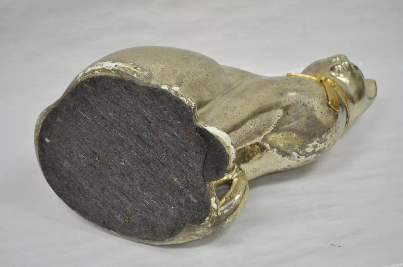 Vintage Hollywood Regency Silber & Gold Keramik Katzenstatue-Figur, Vintage im Angebot 5