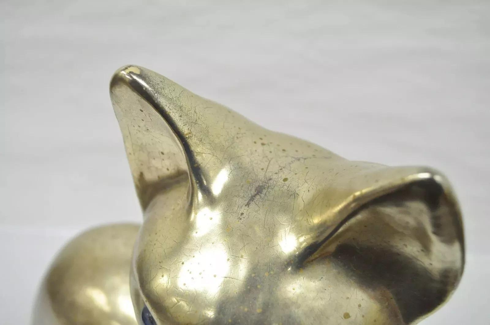 Vintage Hollywood Regency Silber & Gold Keramik Katzenstatue-Figur, Vintage im Angebot 3
