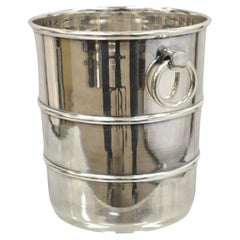Retro Hollywood Regency Silver Plated Champagne Chiller Ice Bucket Ring Handle