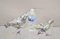 Vintage Hollywood Regency Spain Silver Plated Pheasant Bird Figures - a Pair (Paire)