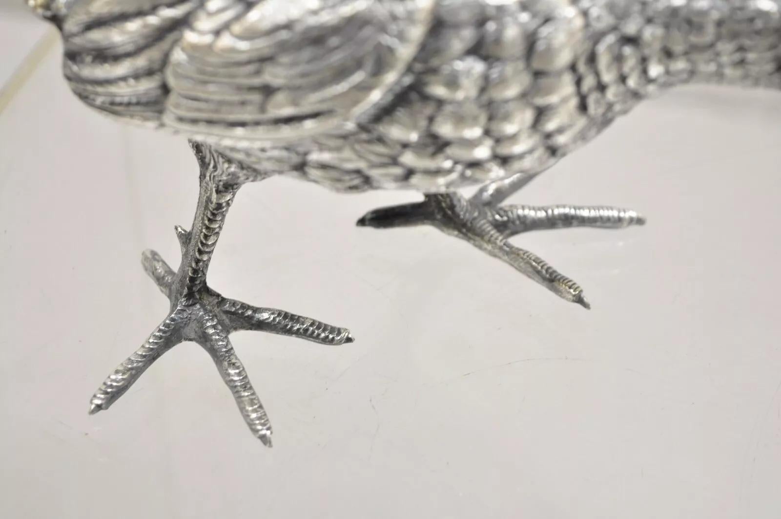 Vintage Hollywood Regency Spain Silver Plated Pheasant Bird Figures - a Pair 2
