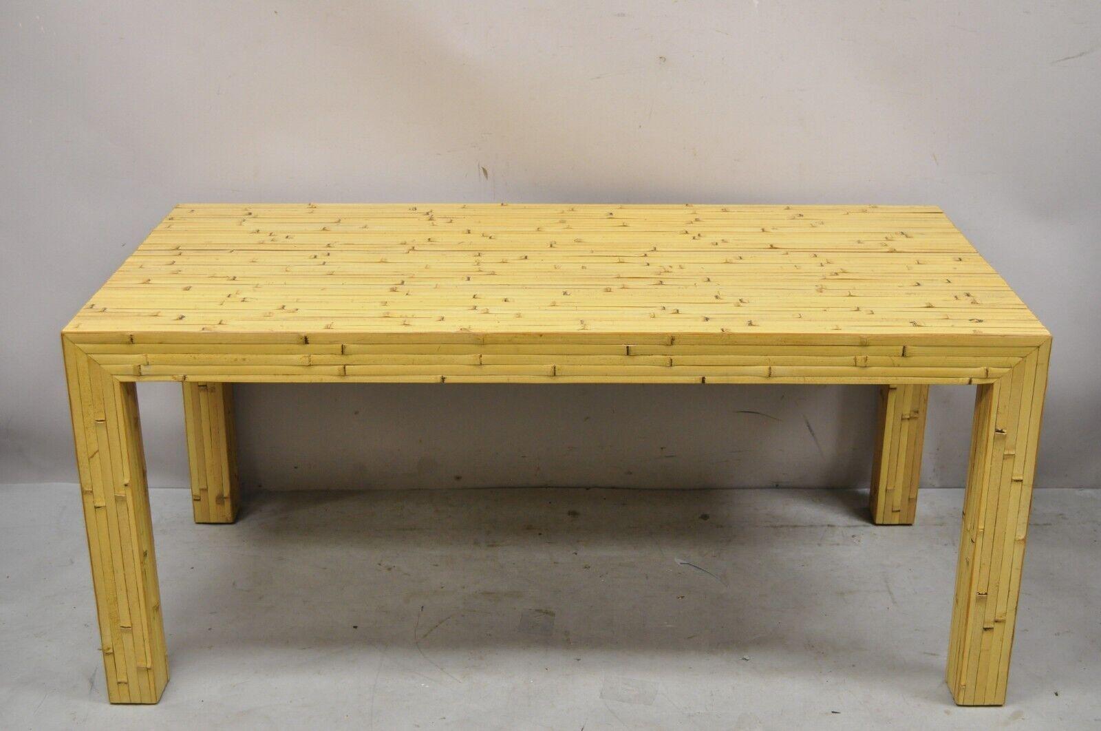 Vintage Hollywood Regency Split Reed Bamboo Rectangular Coffee Table For Sale 4